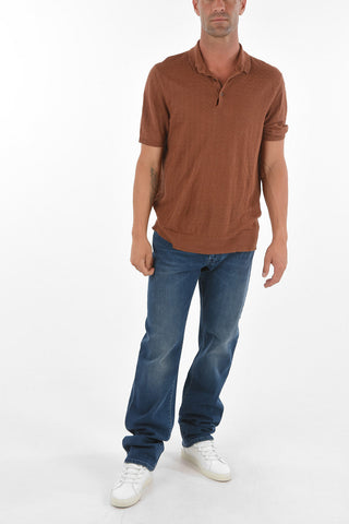 Polo Neck Short-sleeved Flax Sweater