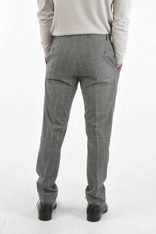 CC COLLECTION Pantaloni a Una Pince in lana Vergine con Motivo Windowpane