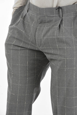 CC COLLECTION Pantaloni a Una Pince in lana Vergine con Motivo Windowpane