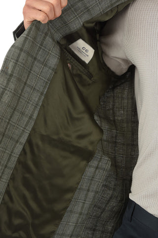 CC COLLECTION Plaid Checkered Flax RIGHT Blazer