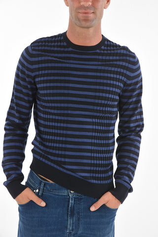 Crew Neck Awning Striped Silk Blend Sweater