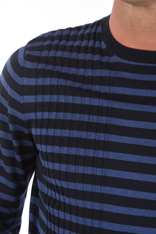 Crew Neck Awning Striped Silk Blend Sweater