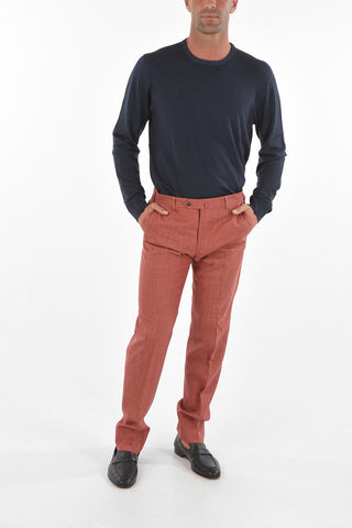 Linen Silk Wool LEADER Chino Pants with 5 Pockets