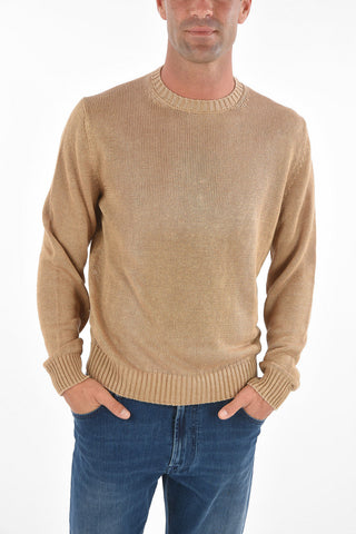 ID Crew Neck Ribbed Edge Flax Sweater