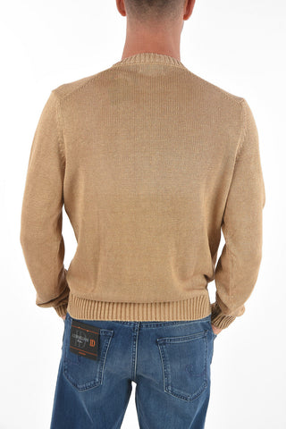 ID Crew Neck Ribbed Edge Flax Sweater