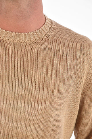ID Crew Neck Ribbed Edge Flax Sweater