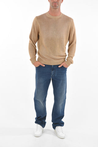 ID Crew Neck Ribbed Edge Flax Sweater