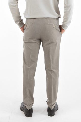 ROAD TO EXCELLENCE Pantaloni in Lana Vergine ACADEMY con Risvolto alla Caviglia