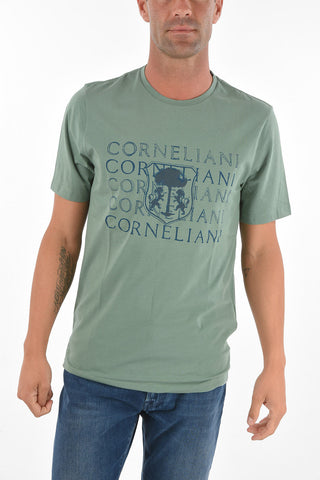 Crew Neck Cotton T-Shirt with Printed Logo