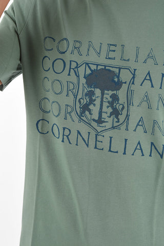Crew Neck Cotton T-Shirt with Printed Logo