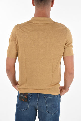 4 Button Jacquard Flax Polo