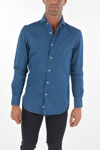 Camicia in Denim Collo Francese