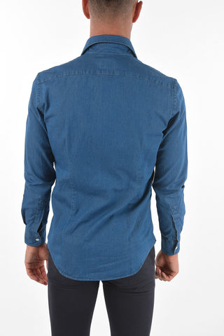 Camicia in Denim Collo Francese