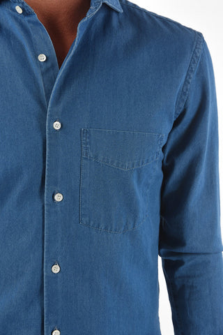 Camicia in Denim Collo Francese