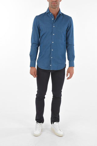 Camicia in Denim Collo Francese