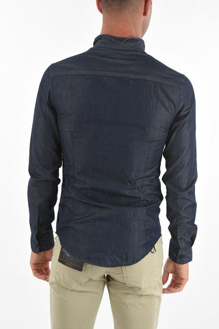 JEANS mandarin collar slim fit shirt