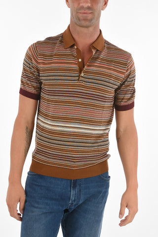 Geometric Patterned Silk Blend Polo