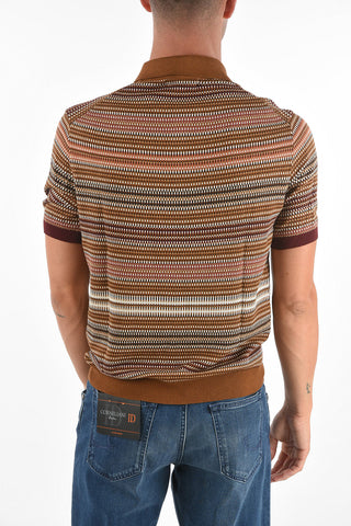 Geometric Patterned Silk Blend Polo