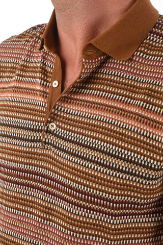 Geometric Patterned Silk Blend Polo