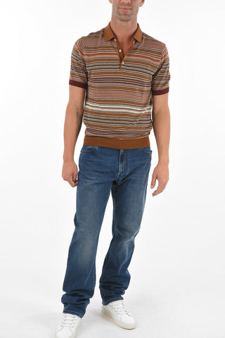 Geometric Patterned Silk Blend Polo