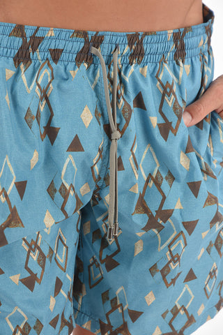 Costume da Bagno Boxer con Stampa Geometrica