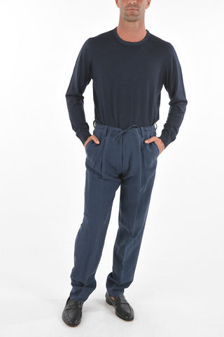 ID Flax Silk IDENTITY Chino Pants with Double Pleat