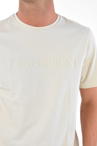 Crew Neck Embroidered Logo Stretch Cotton T-Shirt