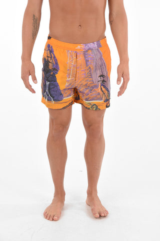 Printed Swim Shorts with Waist Drawstring