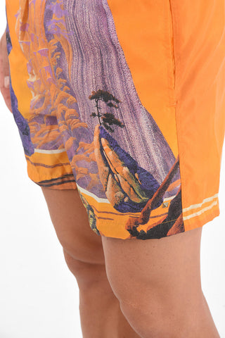 Printed Swim Shorts with Waist Drawstring