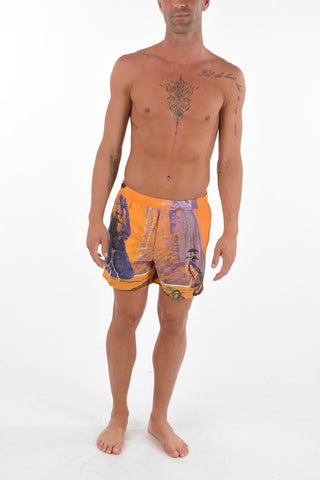 Printed Swim Shorts with Waist Drawstring