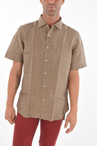 Silk Short-sleeve Shirt with Geometric Pattern