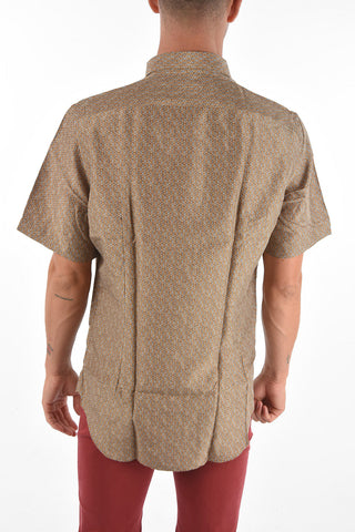 Silk Short-sleeve Shirt with Geometric Pattern