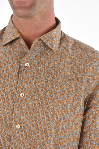 Silk Short-sleeve Shirt with Geometric Pattern