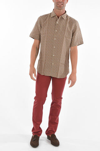 Silk Short-sleeve Shirt with Geometric Pattern