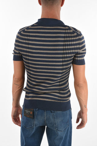 Polo Neck Two Tone Silk Blend Sweater