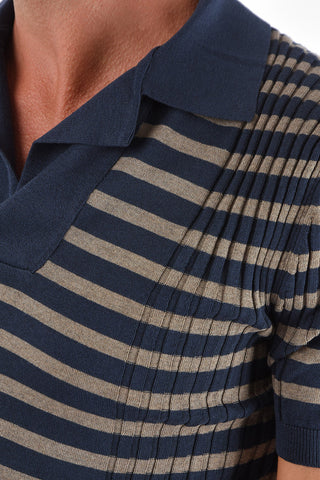 Polo Neck Two Tone Silk Blend Sweater