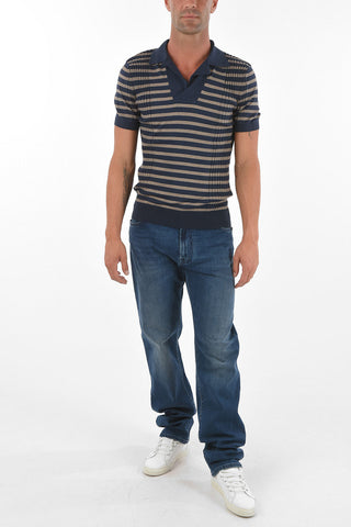 Polo Neck Two Tone Silk Blend Sweater