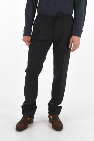 iD Virgin Wool IDENTITY Single-pleated Pants with Waist Drawstring