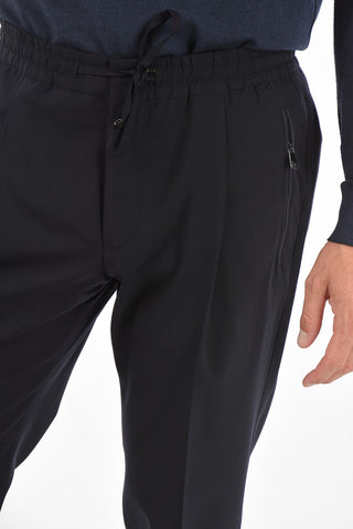 ID Pantaloni a Una Pince IDENTITY in lana Vergine con Elastico in Vita