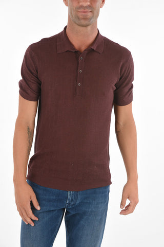 Polo Neck Short-sleeved Flax Sweater