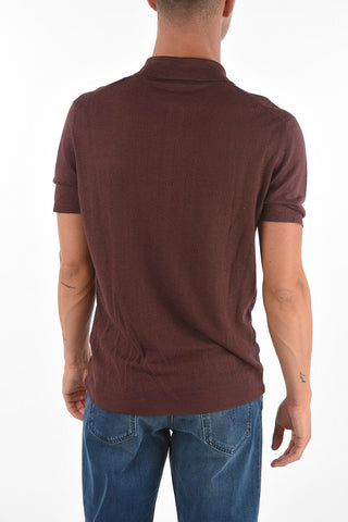 Polo Neck Short-sleeved Flax Sweater