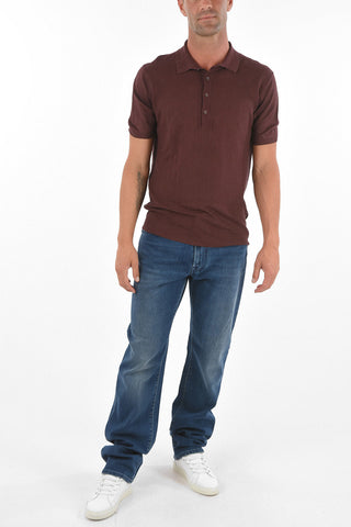 Polo Neck Short-sleeved Flax Sweater