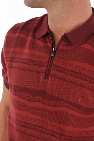 Zipped Polo Neck Short-sleeved Sweater