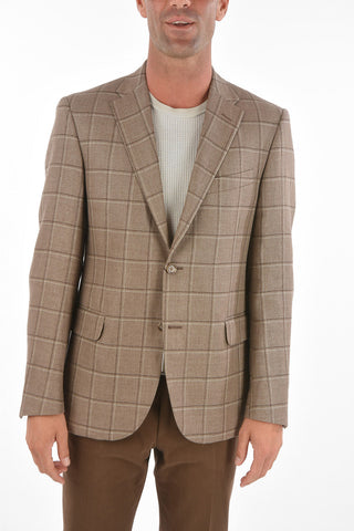 CC COLLECTION Hemp Virgin Wool RIGHT Blazer with Windowpane Check Pattern
