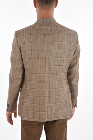 CC COLLECTION Hemp Virgin Wool RIGHT Blazer with Windowpane Check Pattern