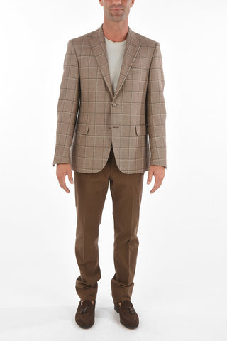 CC COLLECTION Hemp Virgin Wool RIGHT Blazer with Windowpane Check Pattern