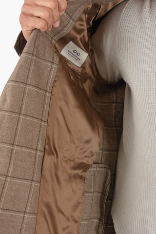 CC COLLECTION Hemp Virgin Wool RIGHT Blazer with Windowpane Check Pattern