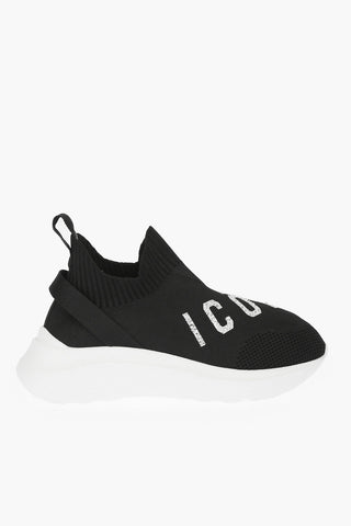 ICON rhinestone embellished logo SPEEDSTER sock sneakers