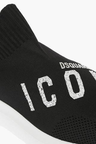 ICON rhinestone embellished logo SPEEDSTER sock sneakers