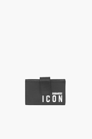 ICON logo printed leather card holder